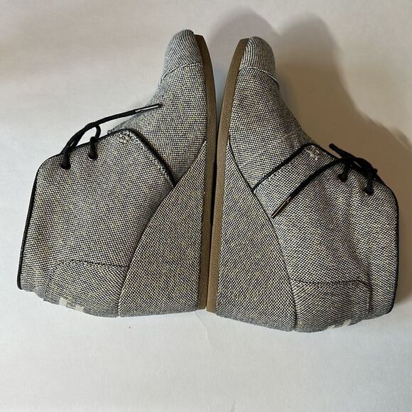 TOMS Women’s Desert Wedge Linen-Like Metallic Ankle Booties Cream/Gray Size 8.5 - Picture 2 of 13